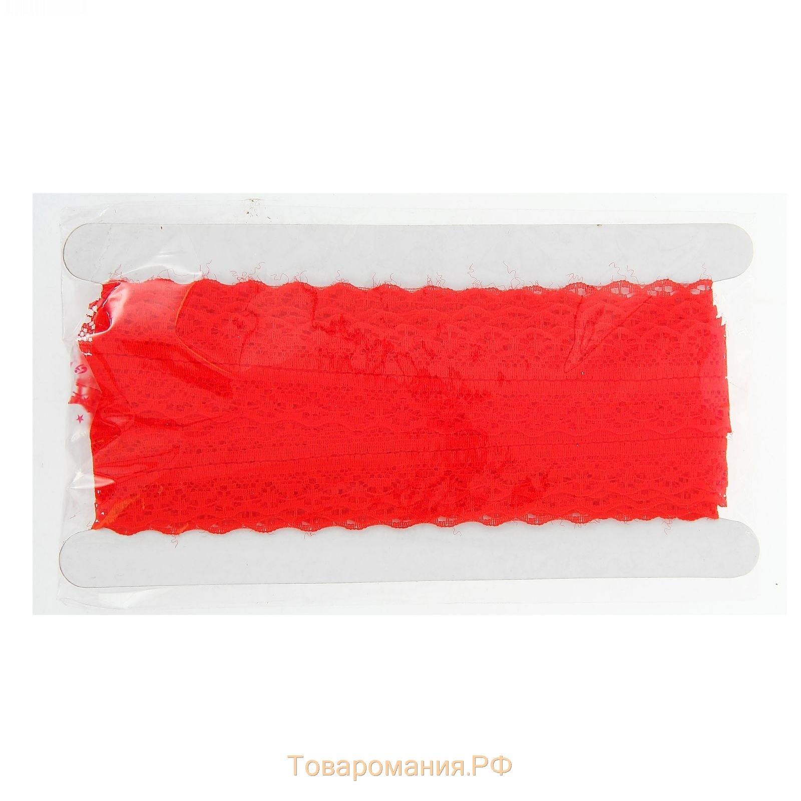 Кружево капроновое, 30 мм × 10 ± 1 м, цвет красный