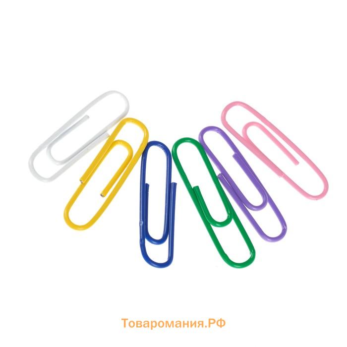 Скрепки канцелярские GLOBUS, 70 шт., 28 мм, цветные, микс