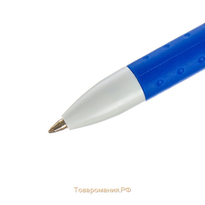 Ручка гелевая, 0.5 мм, стержень синий, корпус белый, с резиновым держаталем