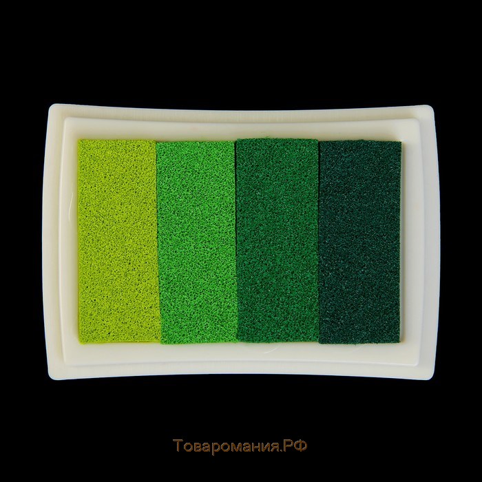 Штемпельная подушка 4 цвета "Зелёная палитра" 7,8х5,5х1,8 см