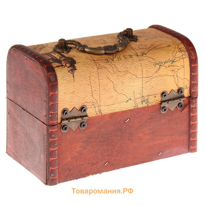 Шкатулка для украшений «Сундук. Карта странника», для мелочи, дерево, 10.5×15×9 см