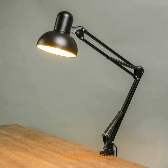 Лампа настольная на шарнире 800 "Крус, чёрная" E27 40W RISALUX