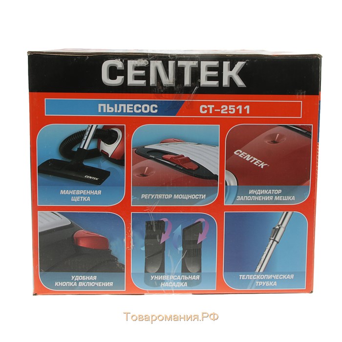 Пылесос Centek CT-2511, 2000/400 Вт, 2 л, красный