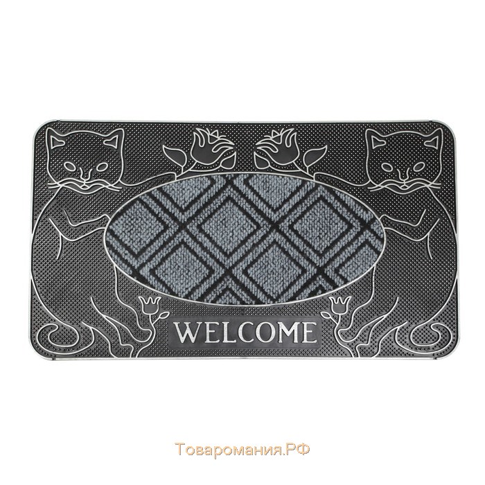 Коврик придверный Welcome, резиновый, прямоугольный, 40×70 см, цвет МИКС