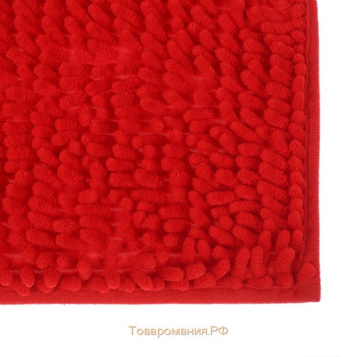 Коврик для ванной «Букли длинные», 40×60 см, цвет красный
