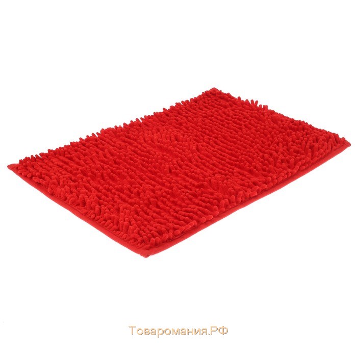Коврик для ванной «Букли длинные», 40×60 см, цвет красный