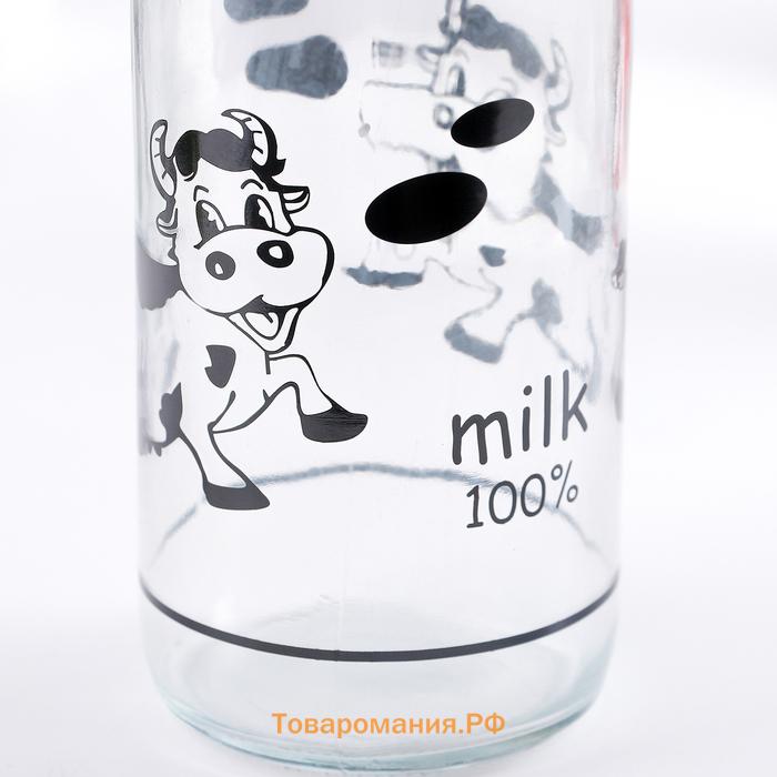 Бутыль для молока  «Коровушка», 1 л, 8.5×25 см, стекло