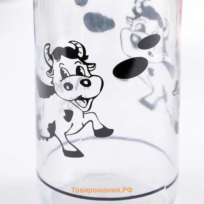 Бутыль для молока  «Коровушка», 1 л, 8.5×25 см, стекло