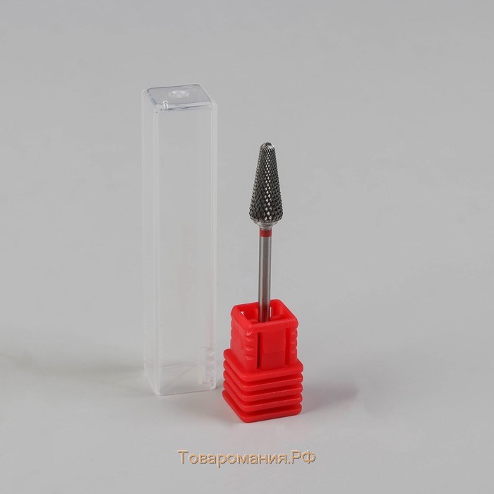 Фреза твердосплавная для маникюра «Конус», мелкая нарезка, 6 × 15 мм, в пластиковом футляре