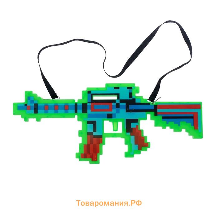 Автомат М16, пиксельный, с лазером, работает от батареек, цв МИКС