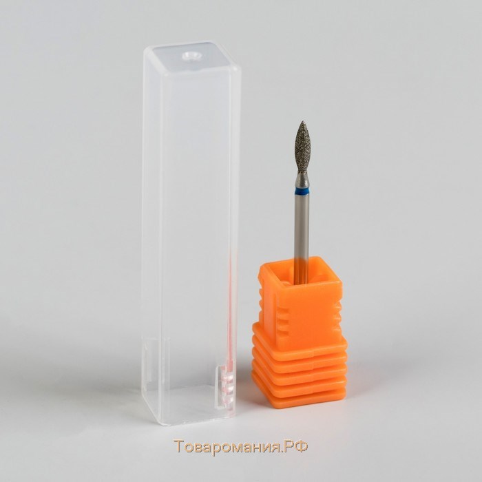 Фреза алмазная для маникюра «Пламя», средняя зернистость, 2,7 × 8 мм, в пластиковом футляре