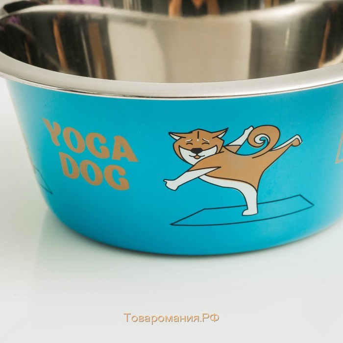 Миска стандартная "Пижон. Yoga Dog", 450 мл, синяя