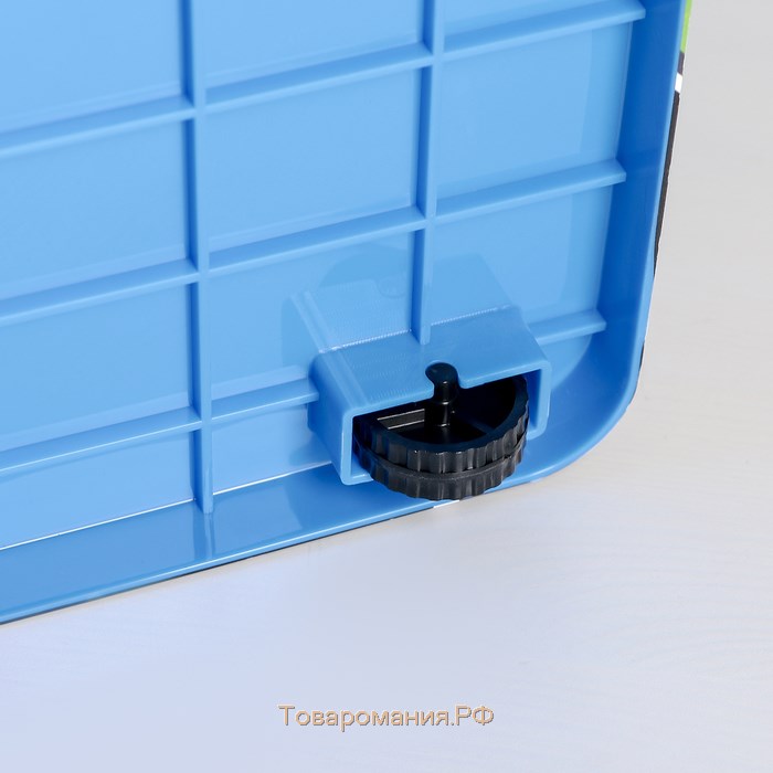 Контейнер для хранения с крышкой «Машинки», 35 л, 51×31×28 см, на колёсиках, цвет тёмно-голубой