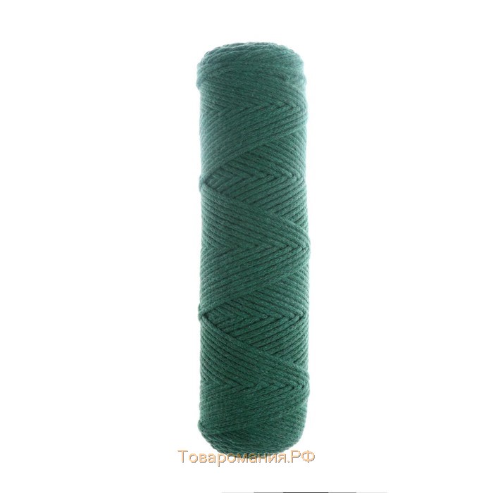 Шнур для вязания без сердечника 100% хлопок, ширина 2мм 100м/95гр (2121 т. зеленый)
