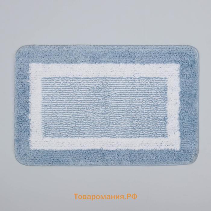 Коврик для дома «Тэри», 58×38 см, микрофибра, цвет голубой