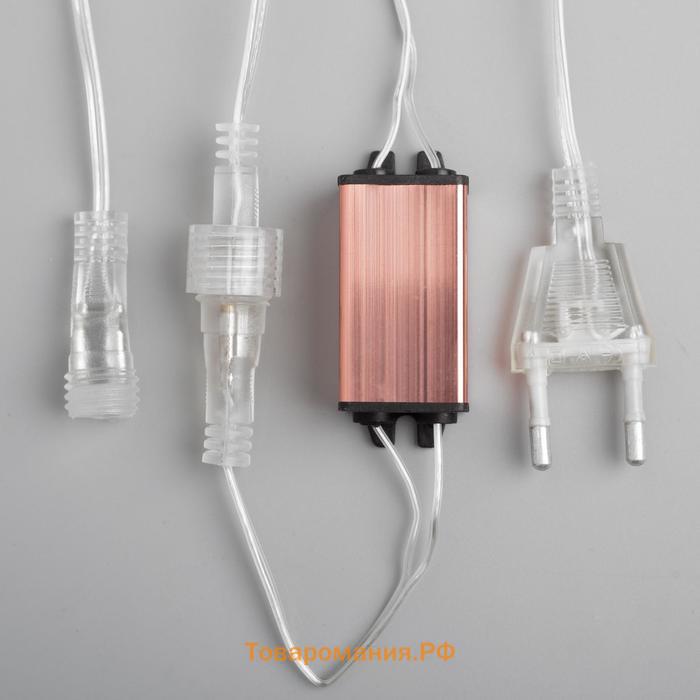 Гирлянда «Сосульки рифленые» 2.5 × 0.3 м, IP65, прозрачная нить, 192 LED, свечение тёплое белое с эффектом стекания, 12 В
