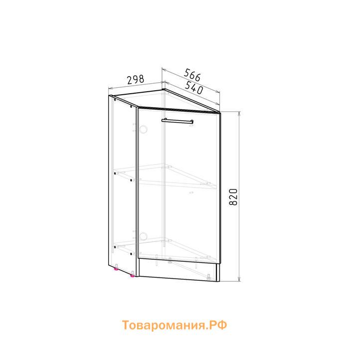 Шкаф напольный Лира 300х600х850 завершающий левый закрытый белый/Квадро шимо светлый/малага   670783