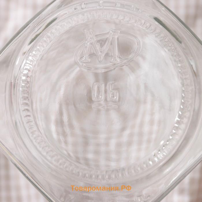 Набор банок стеклянных с крышкой «Квадро», 6 шт, 0,9 л, ТО-82 мм