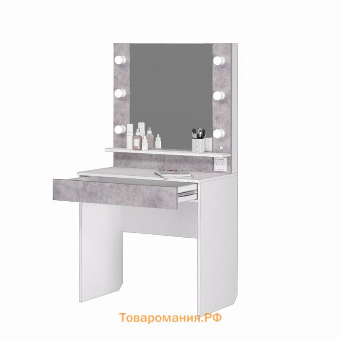 Стол туалетный «Акцент №12», 800 × 480 × 1500 мм, с подсветкой, цвет белый/цемент светлый