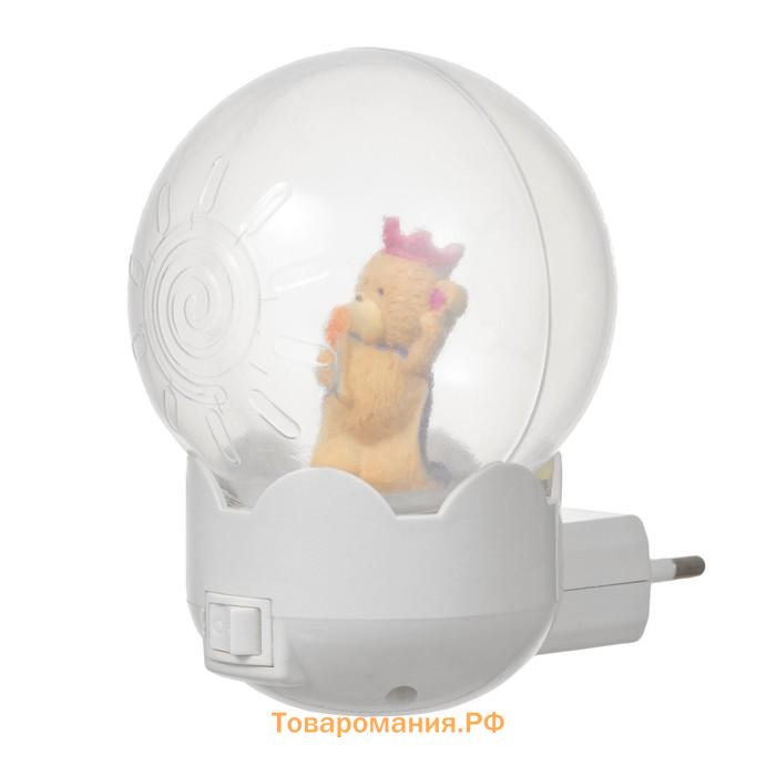 Ночник "Мишка с короной" LED белый 7х7х11 см RISALUX