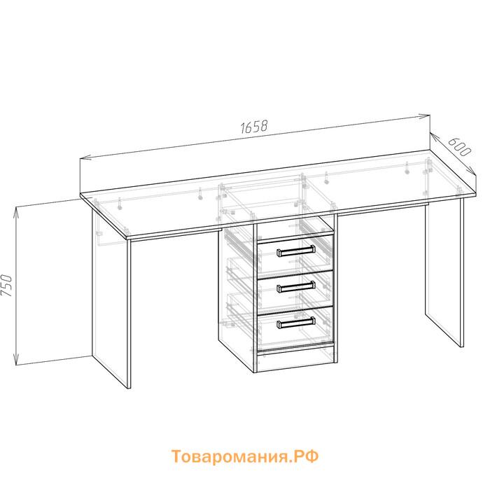 Стол письменный СТН-2, 1660х600х750, Белый бриллиант/Белый