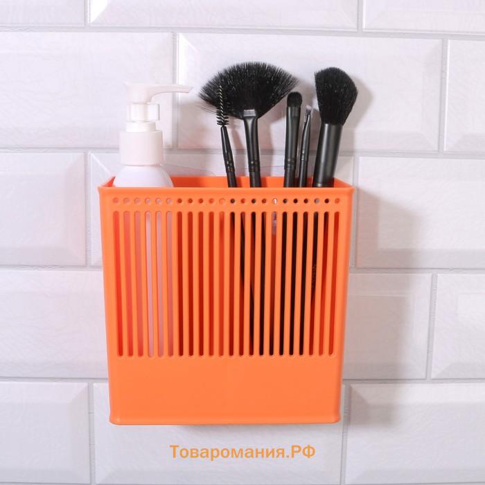 Органайзер для хранения «Classic», навесной, 2 секции, с клеевой основой, 14.5×14.5×7.5 см, МИКС