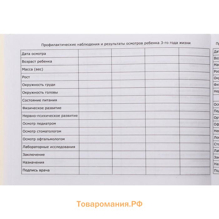 Медицинская карта ребёнка "Классик", форма №112/у, 60 листов