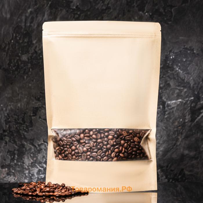 Пакет Zip - lock Крафт с прямоугольным окном,22×32×4 см