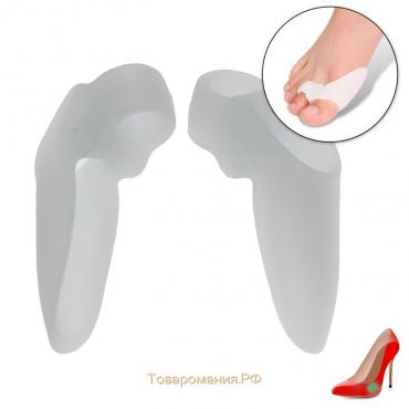 Корректоры-разделители для пальцев ног, с накладкой на косточку большого пальца, 1 разделитель, силиконовые, 9 × 4 см, пара, цвет белый