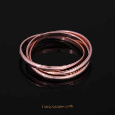 Кольцо "Три нити", розовое золочение, 16 размер