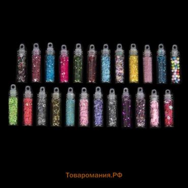Набор для декора, в пластиковом органайзере, 36 баночек, разноцветные