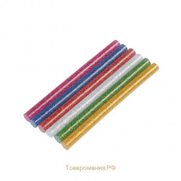 Клеевые стержни ТУНДРА, 7 х 100 мм, разноцветные с блестками, 6 шт.
