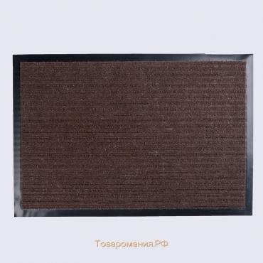 Коврик придверный влаговпитывающий, 2-х полосный иглопробивной, «Классик», 40×60 см, цвет коричневый