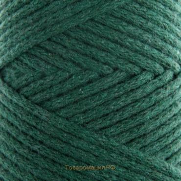 Шнур для вязания без сердечника 100% хлопок, ширина 2мм 100м/95гр (2121 т. зеленый)