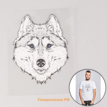 Термотрансфер «Волк», 15,5 × 20 см, цвет чёрный/белый
