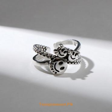 Кольцо «Смайлики», цвет чернёное серебро, безразмерное