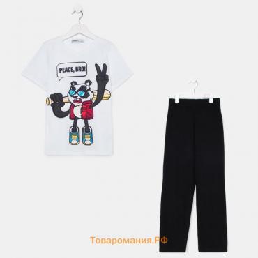 Комплект для мальчика (футболка, брюки) KAFTAN "Hype", рост 164-170, цвет белый/чёрный