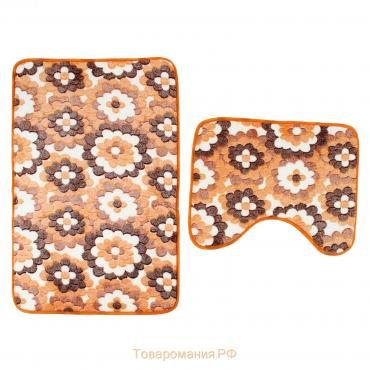 Набор ковриков для ванной и туалета «Бежевая фантазия», 2 шт, 40×50, 50×80 см
