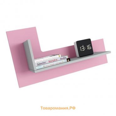 Полка книжная Polini kids Mirum 3L 600, 60х26х42.2 см, серо-розовый